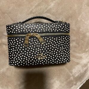 NWT Coach Black and Gold Polka Dot Cosmetic Case
